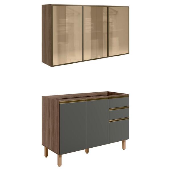 Armario Aereo Vidro Balcao Pia Mdf Kali Nicioli