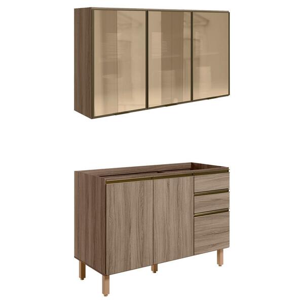 Armario Aereo Vidro Balcao Pia Mdf Kali Nicioli