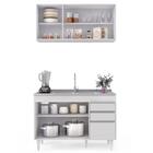 Armário Aéreo Virgínia E Balcão Com Pia 120cm Michigan Branco