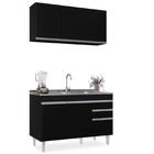 Armário Aéreo Virgínia E Balcão Com Pia 120cm Michigan Preto