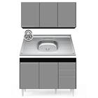 Armário Aéreo Virgínia E Balcão Com Pia 120cm Michigan Preto/