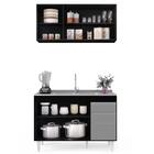 Armário Aéreo Virgínia E Balcão Com Pia 120cm Michigan Preto/