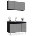 Armário Aéreo Virgínia E Balcão Com Pia 120cm Michigan Preto/