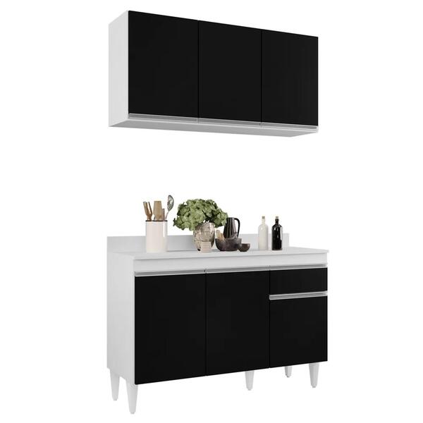 Armário Aéreo Virgínia E Balcão Com Tampo 120cm Arizona Branc