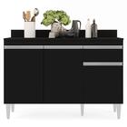 Armário Aéreo Virgínia E Balcão Com Tampo 120cm Arizona Preto