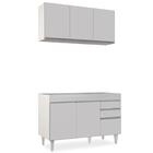 Armário Aéreo Virgínia E Balcão Para Pia 120cm Michigan Branc