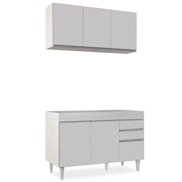 Armário Aéreo Virgínia E Balcão Para Pia 120cm Michigan Branc