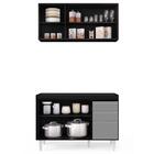 Armário Aéreo Virgínia E Balcão Para Pia 120cm Michigan Preto