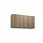 Armário Aéreo Wiki 120 3 Portas 3 Gavetas Carvalho Rústico