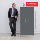 Armário Alto 2 Portas 159,6x79,2x41 Cm Pivotante Cinza/grafito