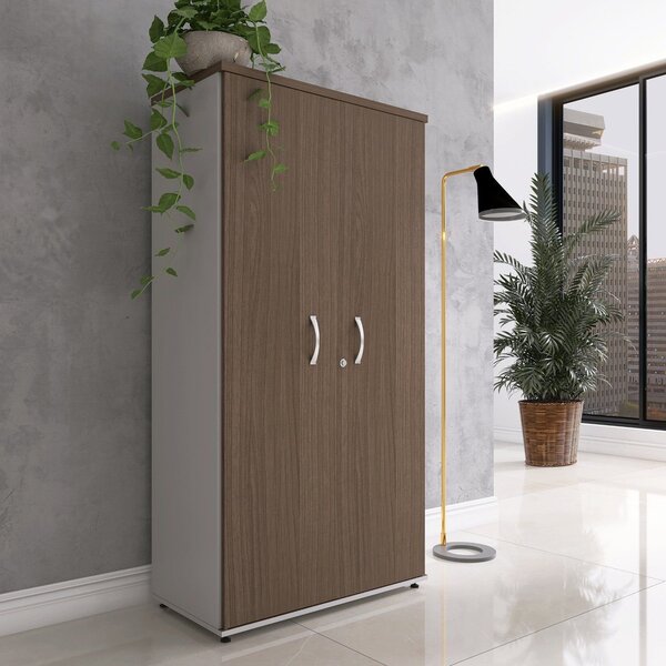 Armário Alto 2 Portas 159,6x79,2x41 Cm Pivotante Cinza/walnut