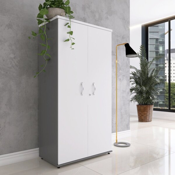 Armário Alto 2 Portas 159,6x79,2x41 Cm Pivotante Grafito/bran