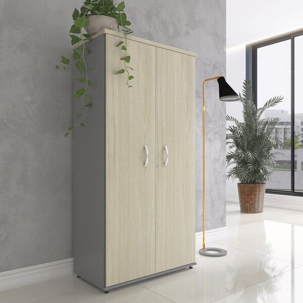 Armário Alto 2 Portas 159,6x79,2x41 Cm Pivotante Grafito/nogu