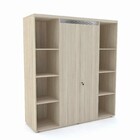 Armário Alto 2 Portas 2 Nichos Pandin Pe50 - Nogueira/prata