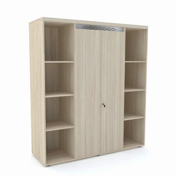 Armário Alto 2 Portas 2 Nichos Pandin Pe50 - Nogueira/prata