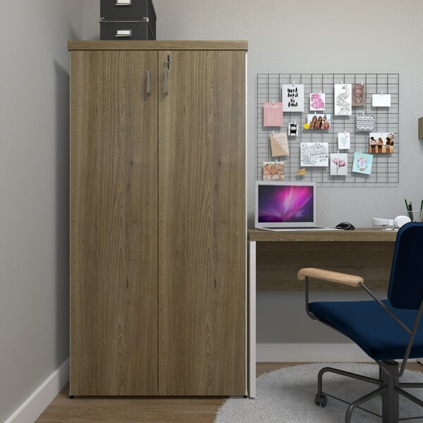 Armário Alto 2 Portas Para Escritório Branco/carvalho Mel