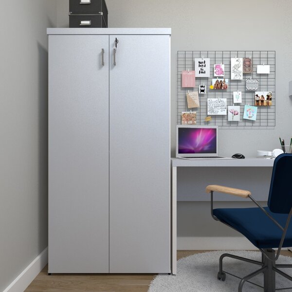 Armário Alto 2 Portas Para Escritório Branco/cinza Cristal