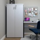 Armário Alto 2 Portas Para Escritório Preto/cinza Cristal