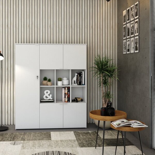 Armário Alto Com Nichos E 5 Portas 161,5cm X 135cm X 42cm Bra