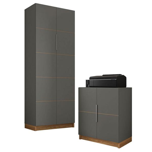 Armário Alto E Baixo Para Escritório Cubic Cinza Caemmun