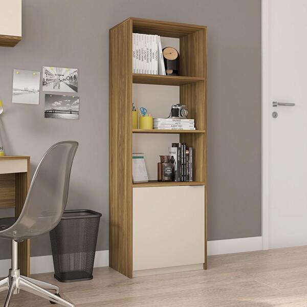 Armário Alto Estante Recta Quarto Escritório 1 Porta 3 Pratel