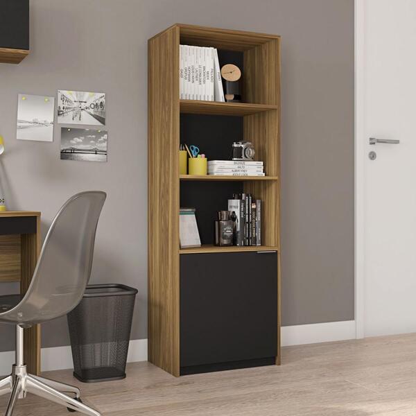 Armário Alto Estante Recta Quarto Escritório 1 Porta 3 Pratel