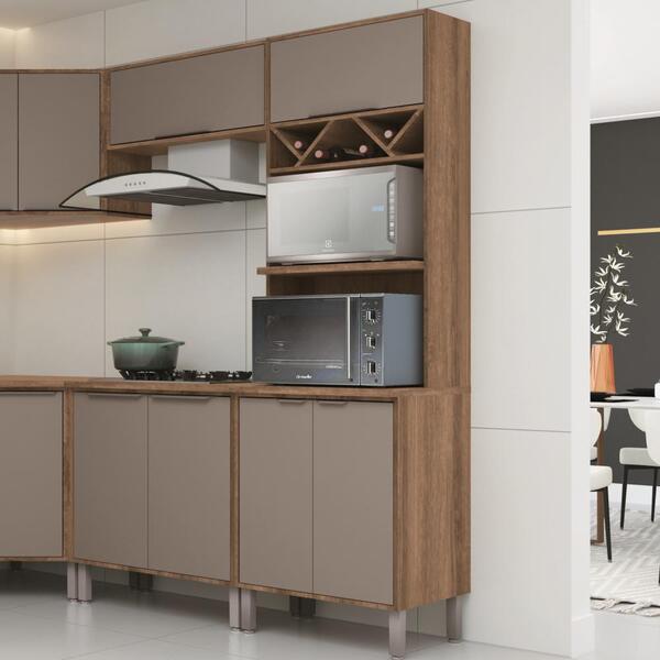 Armário Alto Forno Microondas 3 Gavetas Prateleira Torre Quen