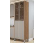 Armário Alto Paneleiro 4 Portas Vidro Fumê 5 Prateleiras Mult