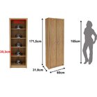 Armário Alto Para Escritório 2 Portas E 5 Prateleiras Amêndoa