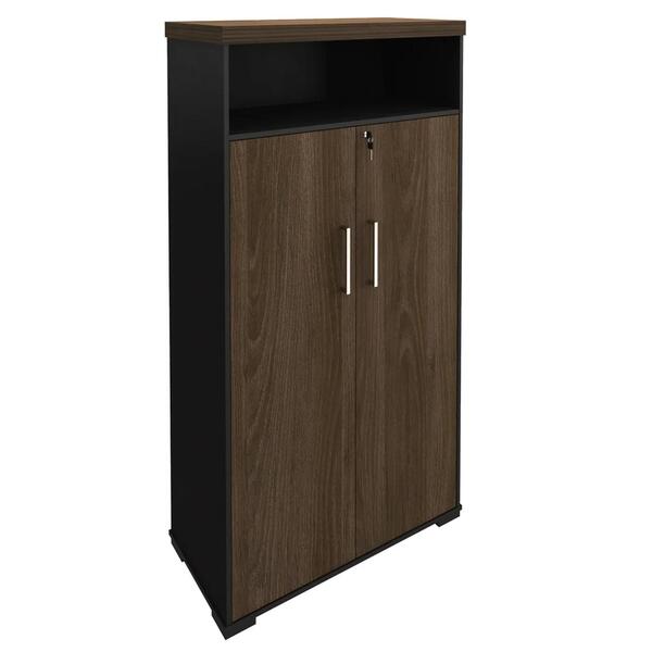 Armário Alto Para Escritório 89cm Tamburato A06 Marrom/preto