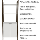 Armário Alto Para Escritório Home Office Az1009 Mdp Branco/no