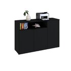 Armário Aparador Com 3 Portas E Nicho 89,5x135x42cm Preto Onix