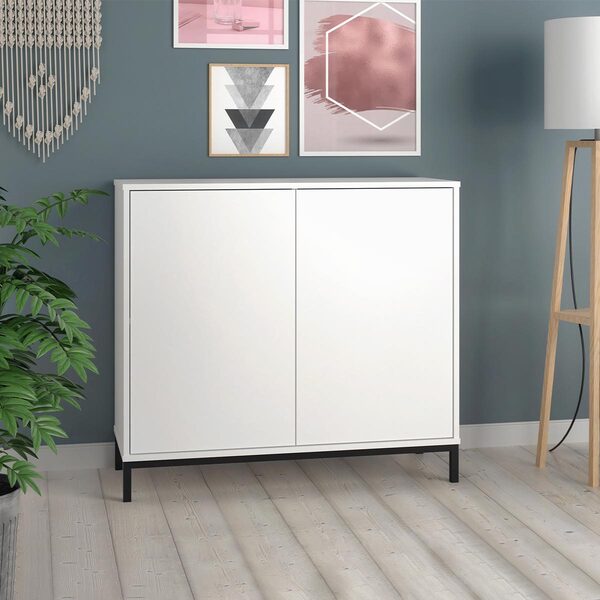 Armário Aparador Multiuso Moderno 90 X 81 Cm 2 Portas Push Md