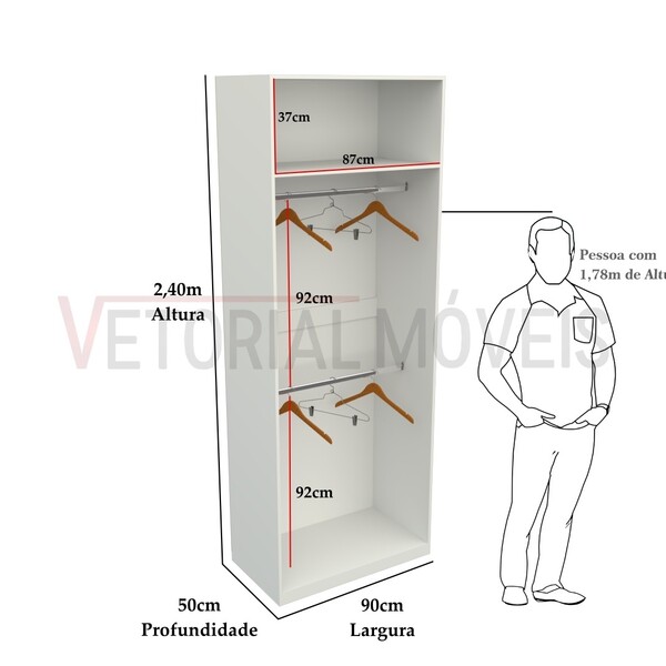 Armário Arara Dupla M20 100% Mdf (closet Lojas Organizador)