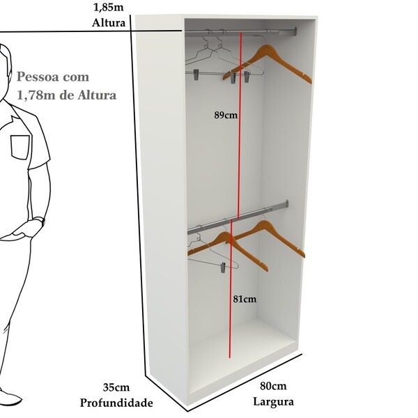 Armário Arara Dupla M9 100% Mdf (closet Lojas Organizador)