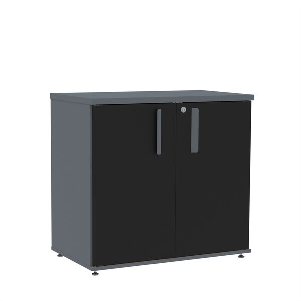 Armário Baixo 02 Portas Pivotante Abc745 Grafito/preto