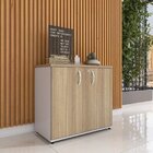 Armário Baixo 02 Portas Pivotante Cinza/noce Naturalle