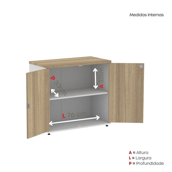 Armário Baixo 02 Portas Pivotante Cinza/noce Naturalle | Leroy Merlin