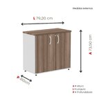 Armário Baixo 02 Portas Pivotante Cinza/walnut