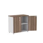 Armário Baixo 02 Portas Pivotante Cinza/walnut