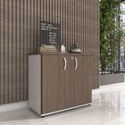 Armário Baixo 02 Portas Pivotante Cinza/walnut