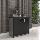 Armário Baixo 02 Portas Pivotante Grafito/preto