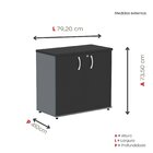 Armário Baixo 02 Portas Pivotante Grafito/preto