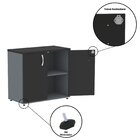 Armário Baixo 02 Portas Pivotante Grafito/preto