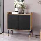 Armário Baixo 2 Portas 80cm Home Office Flexus Hanover/preto