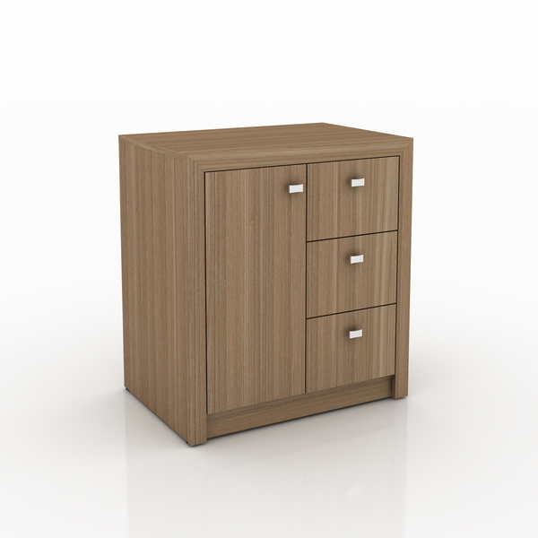 Armário Baixo 3 Gavetas 1 Porta Amêndoa Tecno Mobili