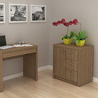 Armário Baixo 3 Gavetas 1 Porta Amêndoa Tecno Mobili