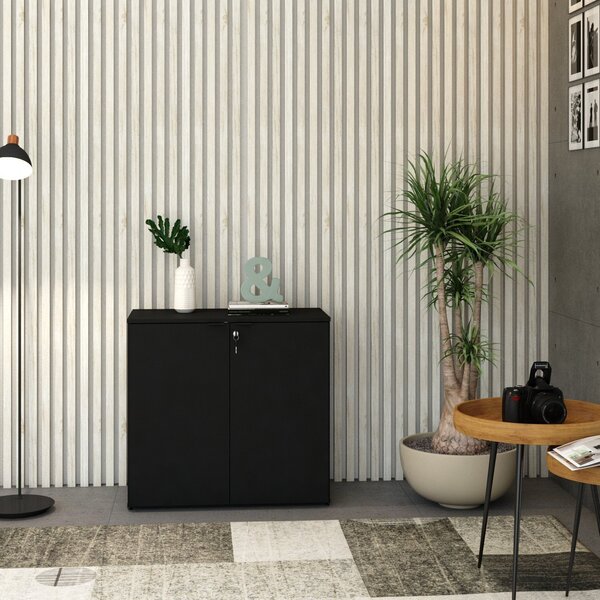 Armário Baixo Com 2 Portas 75x80x42cm Preto Onix