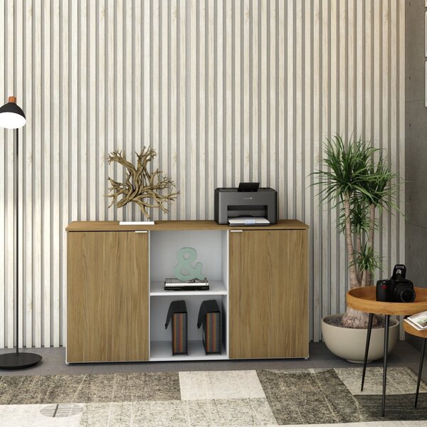 Armário Baixo Com 2 Portas E Nicho 75cm X 135cm X 42cm Branco