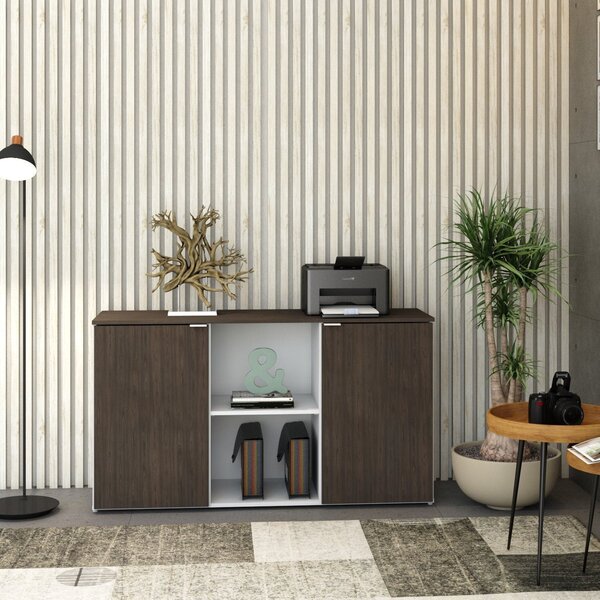 Armário Baixo Com 2 Portas E Nicho 75cm X 135cm X 42cm Branco